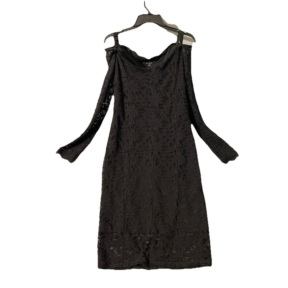 Blue Sage Dress Black Cocktail Cold Shoulder Lace Size 10‎